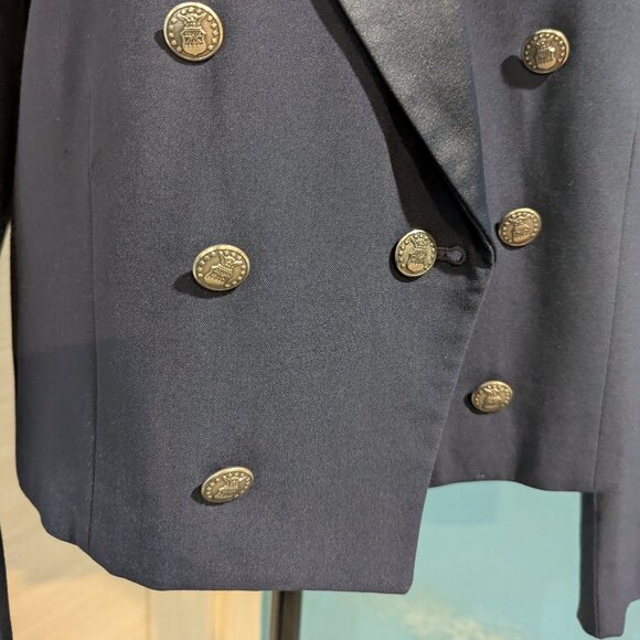 Men's Navy Double-Breasted Military Vintage Blazer - Picture 3 of 16